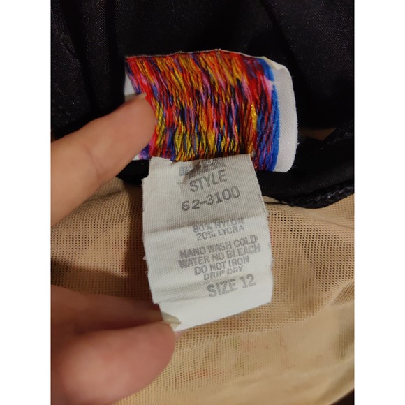 Ken Done Vintage Black Embroidered Fish Scoop Back One Piece Swimsuit 12 - Picture 9 of 9